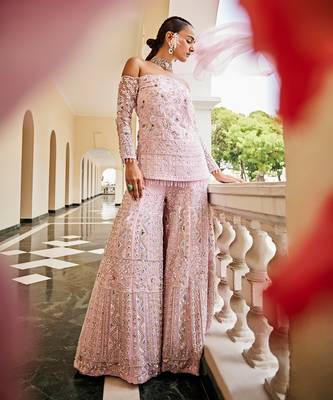 Valentine embroidered scalloped sharara set 2