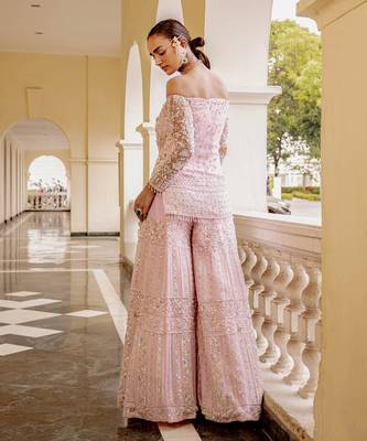 Valentine embroidered scalloped sharara set 4