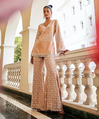 Miel rosegold bell sleeve palazzo pants set 1