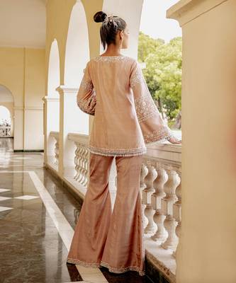 Miel rosegold bell sleeve palazzo pants set 3