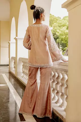 Miel rosegold bell sleeve palazzo pants set