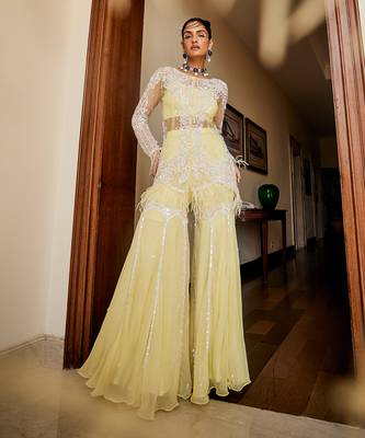 Zoé lemon chiffon gharara set 1