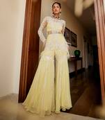 Zoé lemon chiffon gharara set