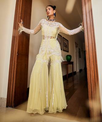 Zoé lemon chiffon gharara set 2