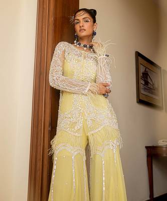 Zoé lemon chiffon gharara set 3