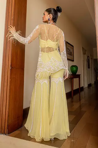Zoé lemon chiffon gharara set