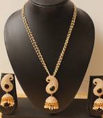 Lovely Designer Pearl Finish Black Mango Pendant Necklace With Jhumka