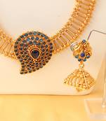 Gorgeous Antique Royal Blue Mango Pendant Long Haar With Earrings