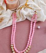 Kundan beads long layerd necklace set