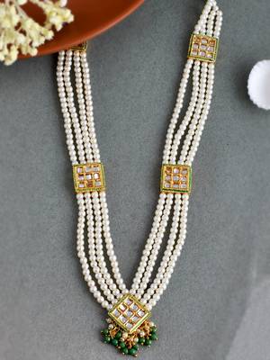 Gold plated pearl necklace set 1