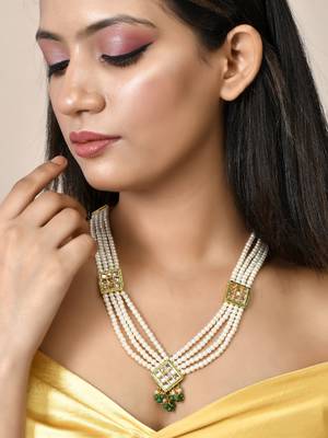Gold plated pearl necklace set 2
