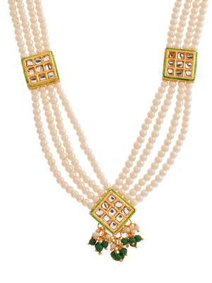 Gold plated pearl necklace set 3