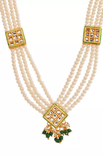 Gold plated pearl necklace set