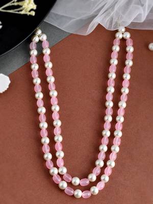 Long layerd pearl beads necklace set 1