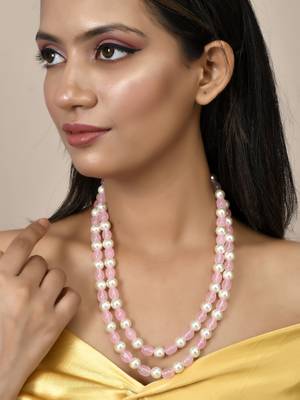 Long layerd pearl beads necklace set 2
