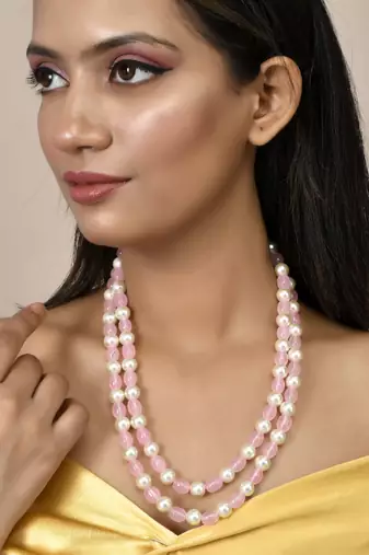 Long layerd pearl beads necklace set