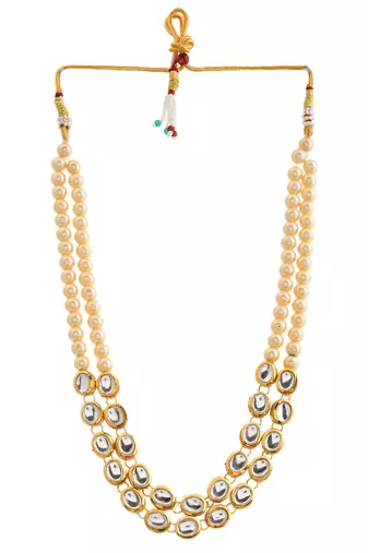 Kundan pearl  long layerd necklace set