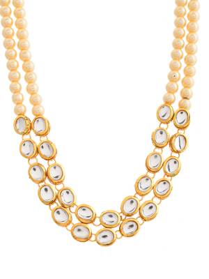 Kundan pearl  long layerd necklace set 4