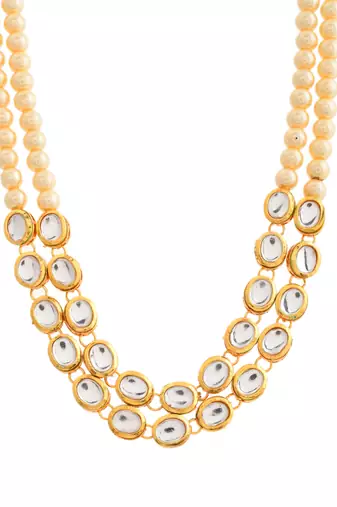 Kundan pearl  long layerd necklace set