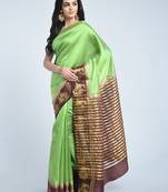 Multicolor woven tussar silk saree with blouse