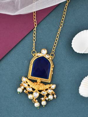 Kundan pearl chain necklace set 1
