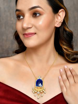 Kundan pearl chain necklace set 2
