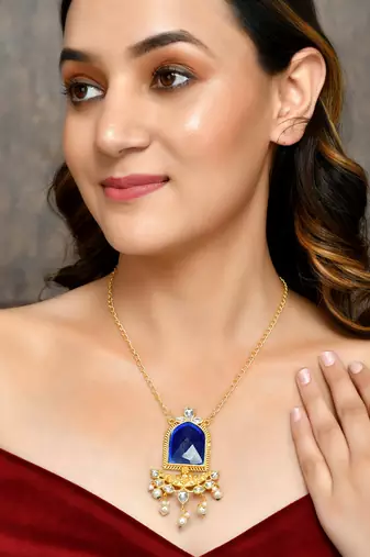 Kundan pearl chain necklace set