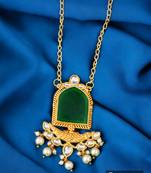 Gold pllated chain kundan pendent necklace set