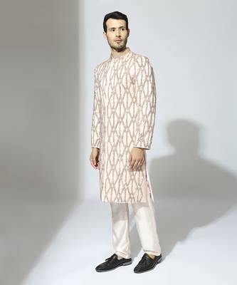 Rose pink embroidered sherwani set 2