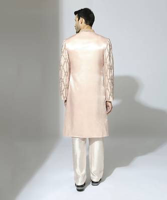 Rose pink embroidered sherwani set 4