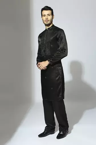 Black embroidered kurta set