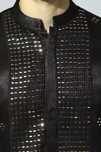 Black embroidered kurta set