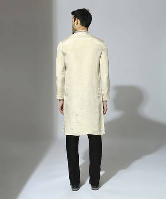 Beige and black embroidered kurta set 3