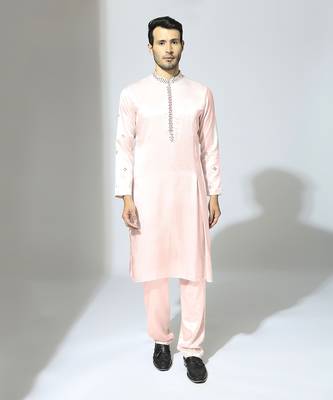 Baby pink embroidered kurta set 1