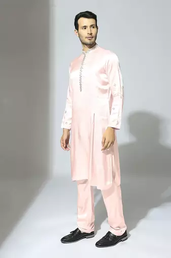 Baby pink embroidered kurta set