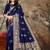 Women's navy banarasi silk jacquard saree
