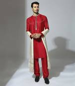 Red  embroidered kurta set