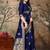 Women's navy banarasi silk jacquard saree