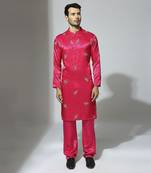 Hot pink embroidered kurta set