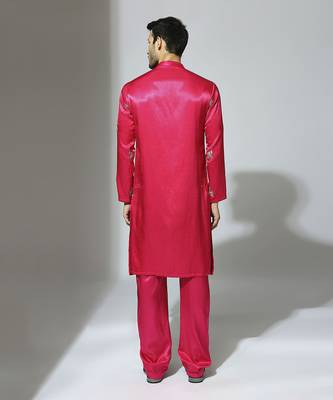 Hot pink embroidered kurta set 3