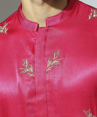 Hot pink embroidered kurta set 4