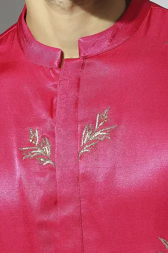 Hot pink embroidered kurta set