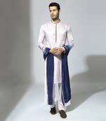 Lilac embroidered kurta set with blue dupatta