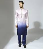Lilac and blue ombre embroidered kurta set