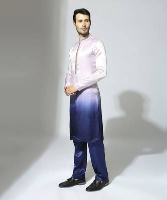 Lilac and blue ombre embroidered kurta set 2