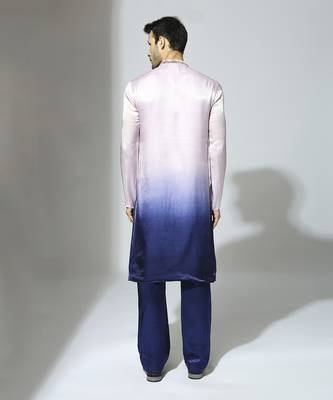 Lilac and blue ombre embroidered kurta set 3