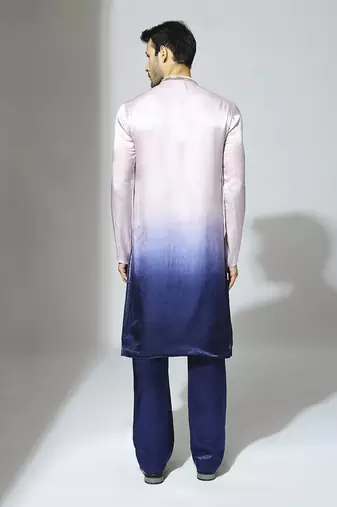 Lilac and blue ombre embroidered kurta set