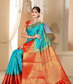 Multicolor woven art silk saree with blouse