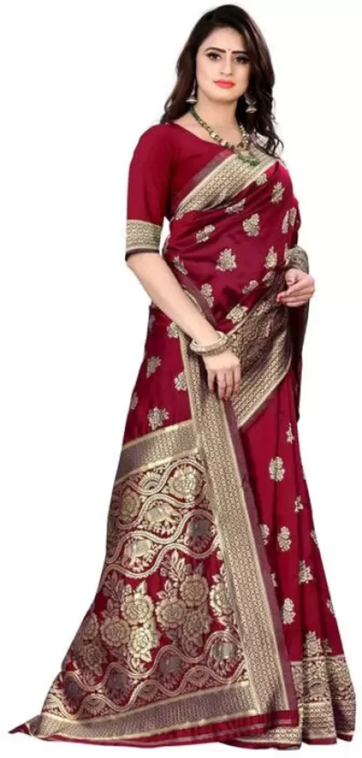 Banarasi Silk Maroon Saree
