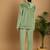 Women Solid Light Green Velvet Night Suit Set